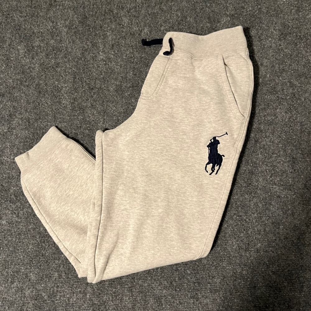 Polo Ralph Lauren Boys Gray Big Pony Fleece Joggers Sweatpants L 14-16